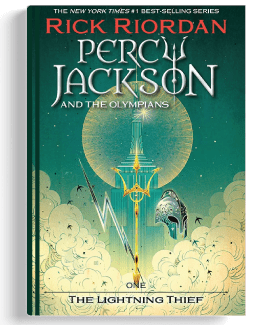 Percy Jackson and the Olympians book cover featuring a young hero and Greek mythology adventures.
